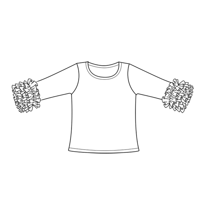 Custom style white color ruffles girls top