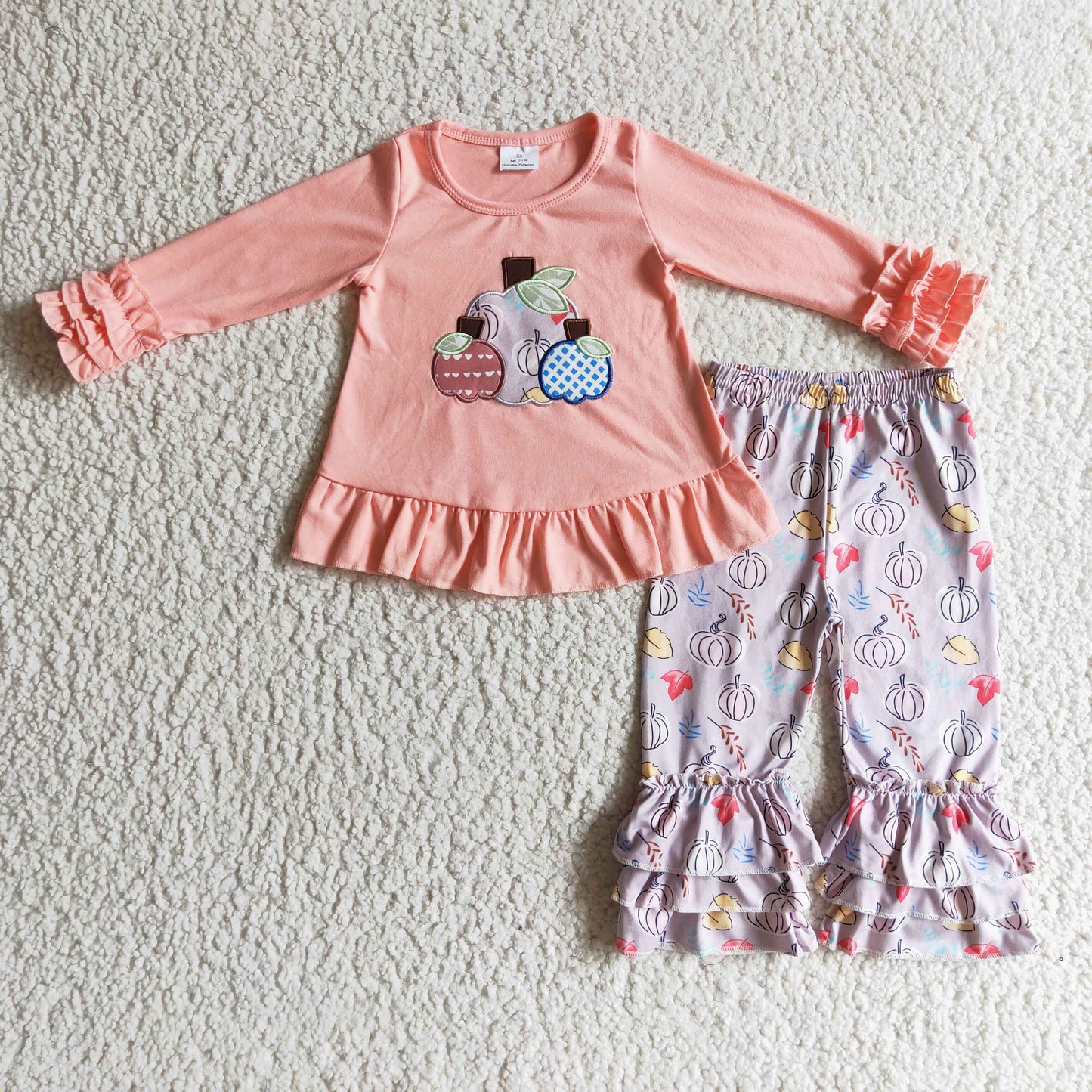 GLP0209 Embroidery Pink Pumpkin Girls Outfits