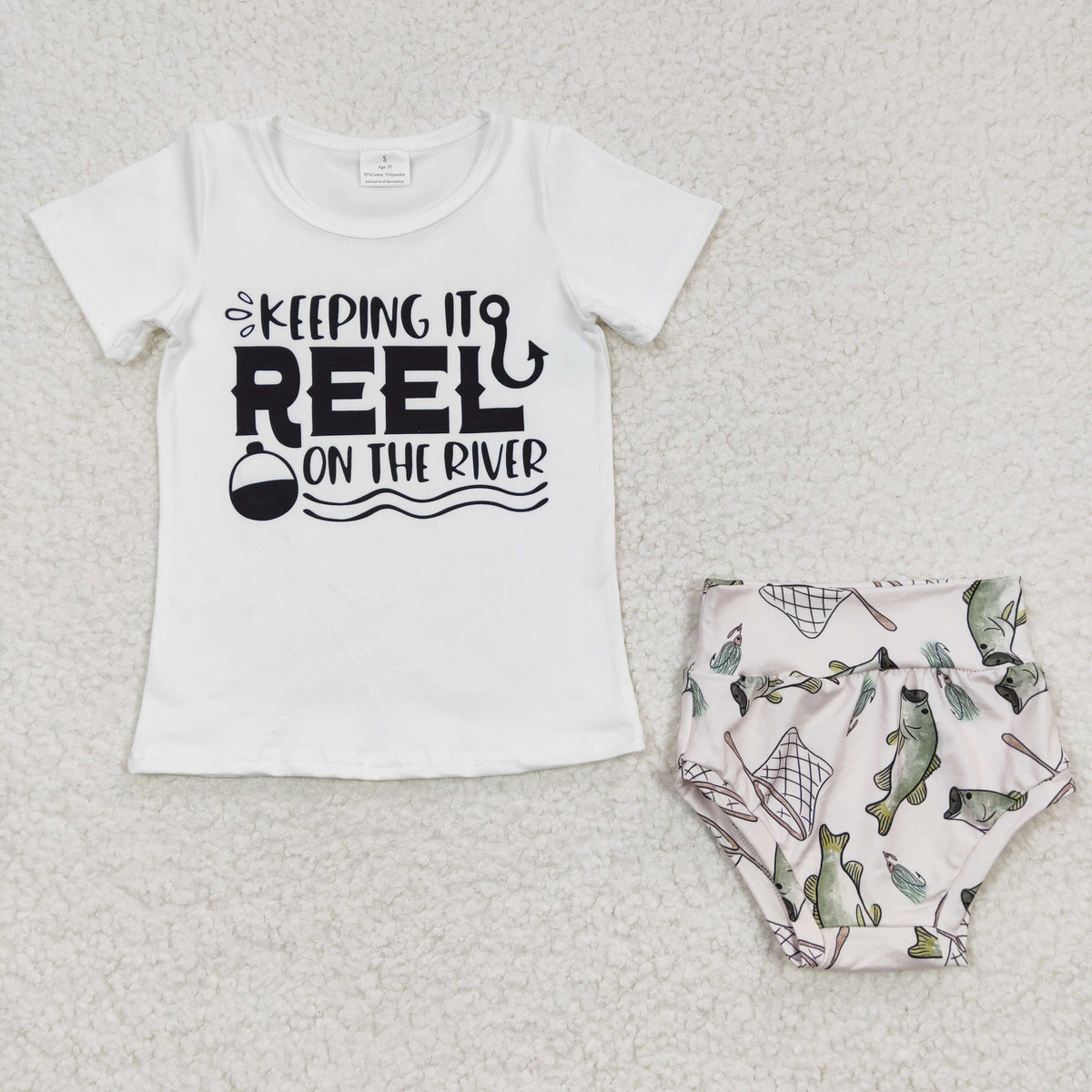 GBO0087 Keeping It Reel On The Riving Fishing Baby Girls Bummies Set