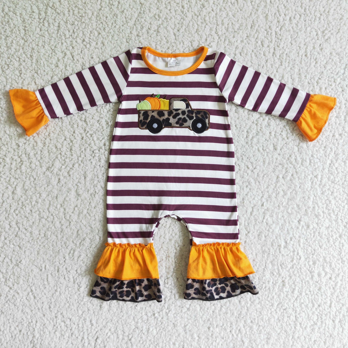 LR0007 Fall Pumpkin Girls Truck Romper