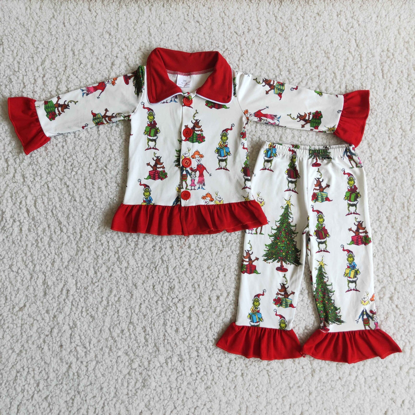 Christmas Boys Pocket Red Cartoon Winter Pajamas