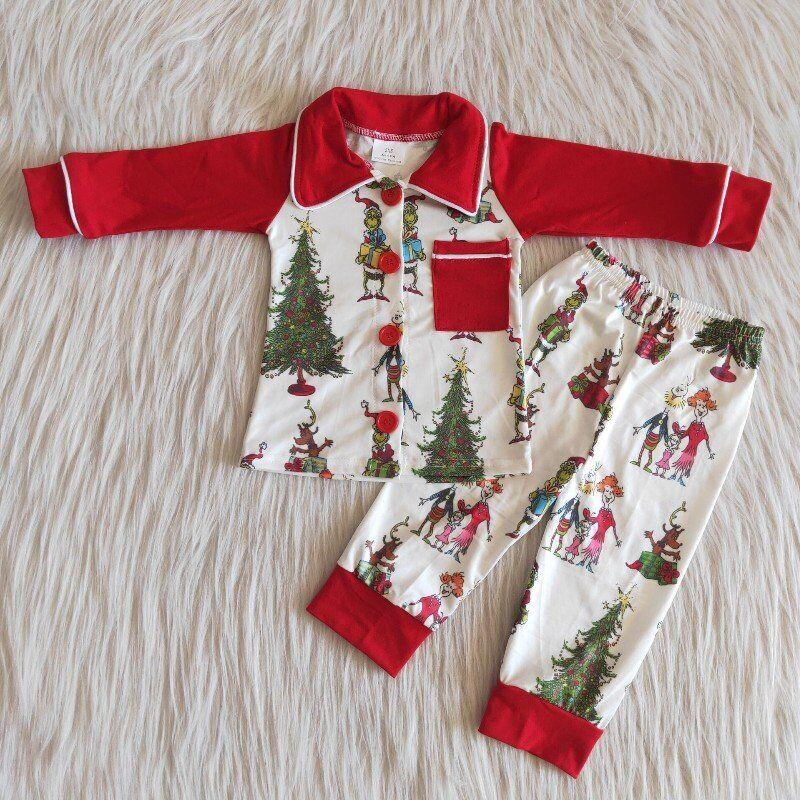 Popular Kids Wear Christmas Long Sleeve Adorable Pajamas