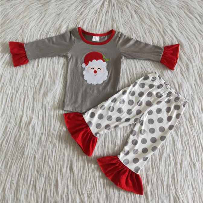 Girls Embroidery Santa Adorable Christmas Outfits