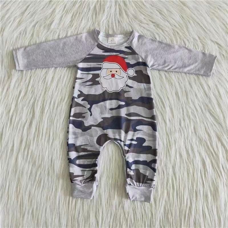 Christmas Santa Camo Print Romper