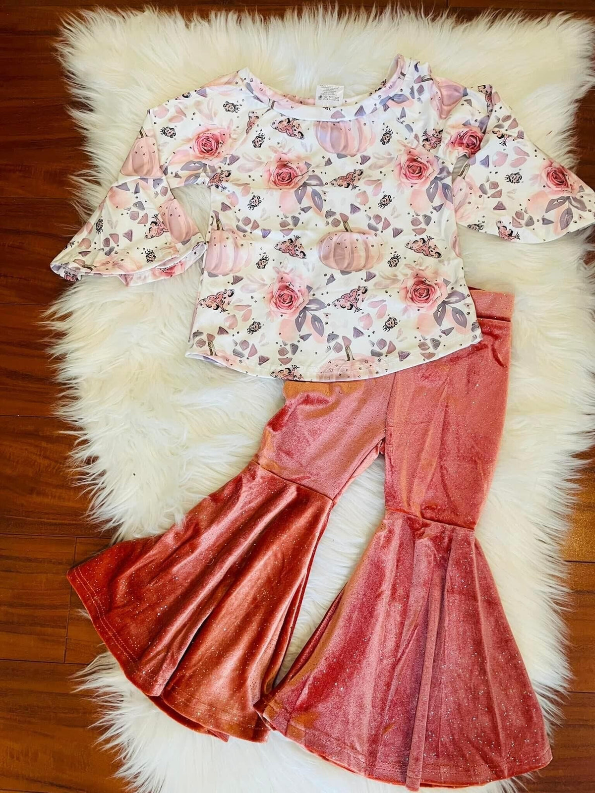 GLP0040 Pre order Pink Pumpkin Fall Velvet Set