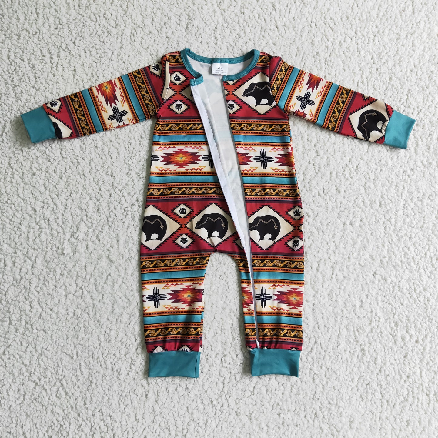 LR0183 Bear Boys Zip Romper