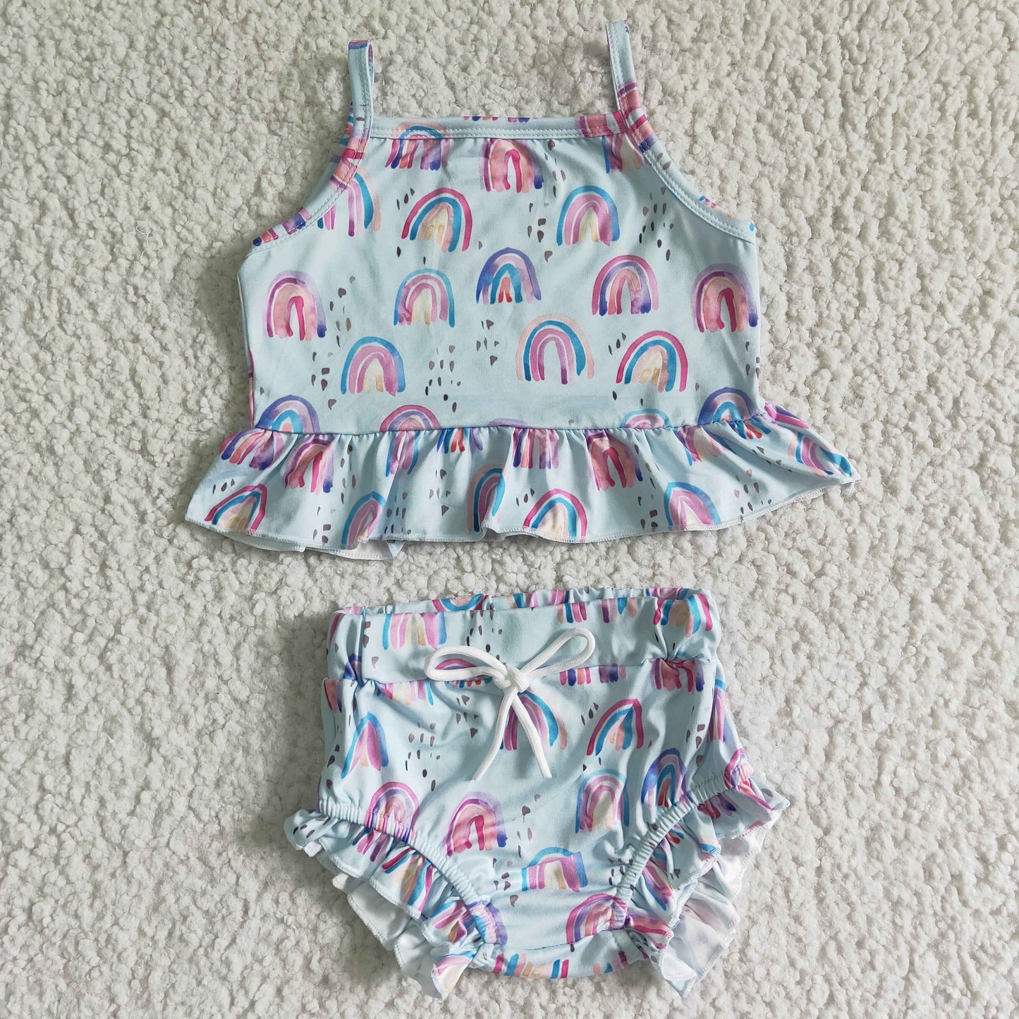 GBO0033 Rainbow Summer Baby Girls Bummies Set