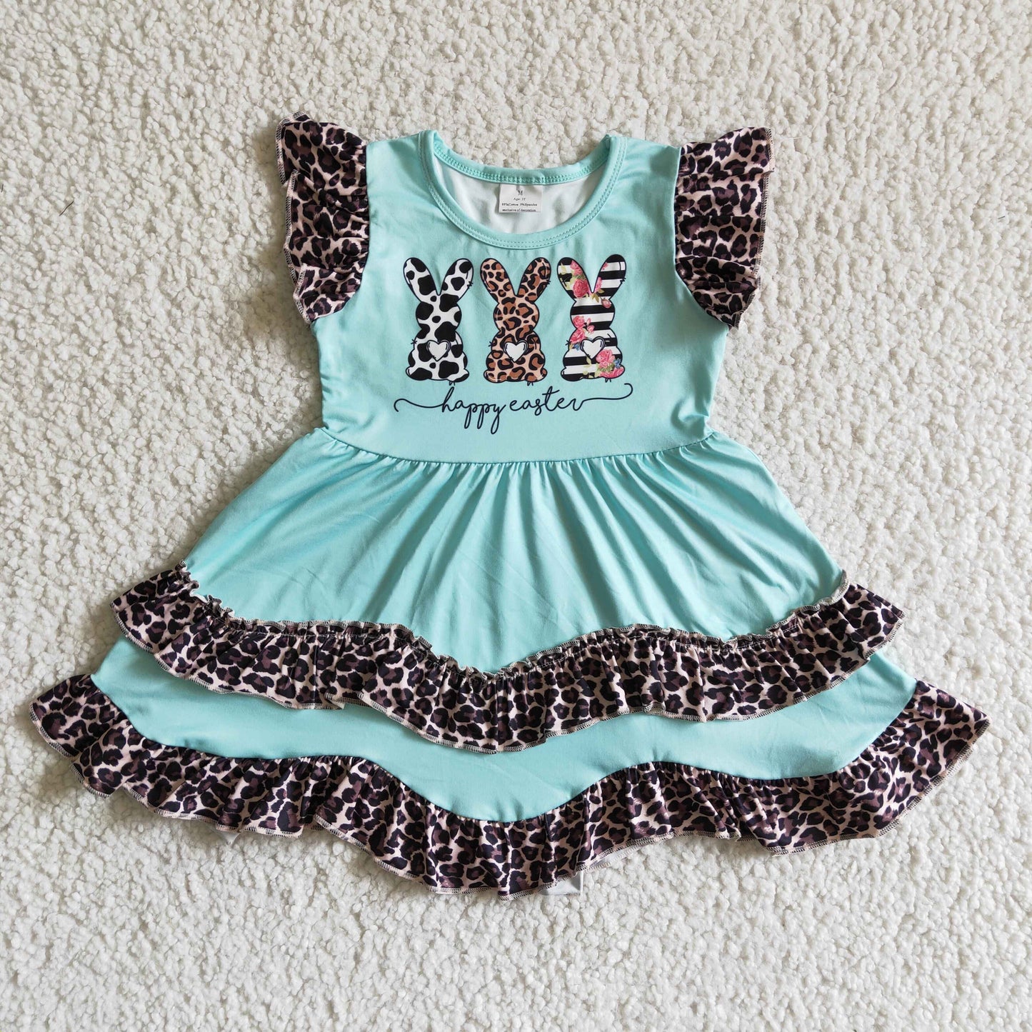 EC0006 Leopard Print Easter Rabbits Dress