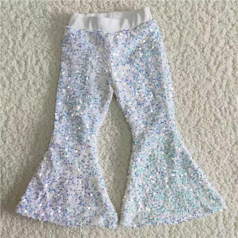 USA SHOP White Sequin Bell-bottom Hot Sale Kids Pants