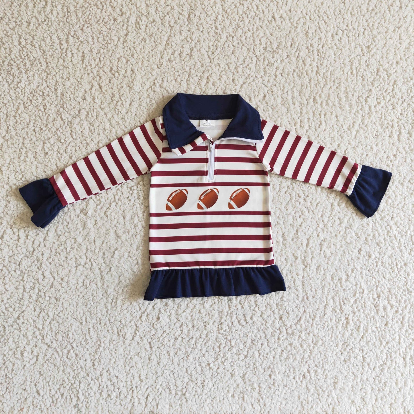 GT0053 Football Girls Striped Print Girls Pullover