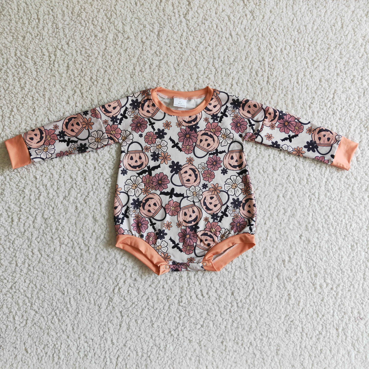 LR0159 Fall Halloween Pumpkin Bummies Romper