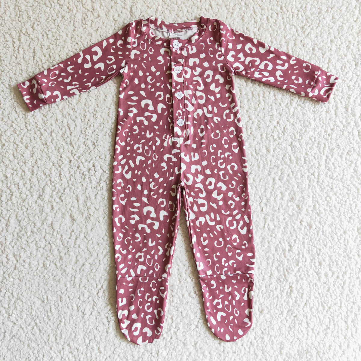 LR0117 Pink Leopard Print Baby Kids Romper