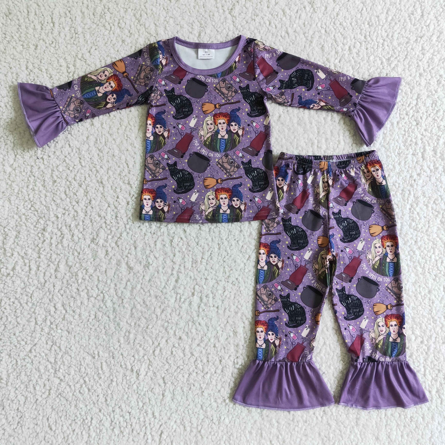 GLP0191 Halloween Cartoon Purple Witch Pajamas