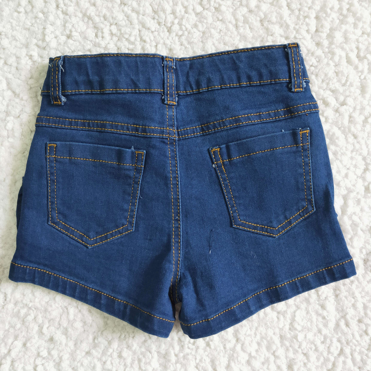 SS0014 Dark Blue Ruffles Denim Jeans