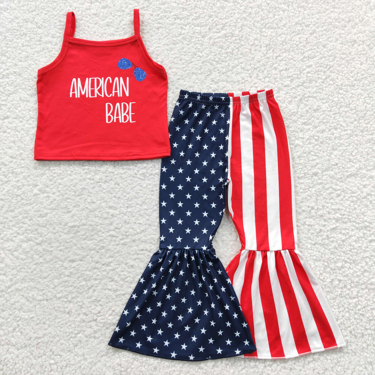 GSPO0533 4th Of July American Babe Stars Baby Girls Set