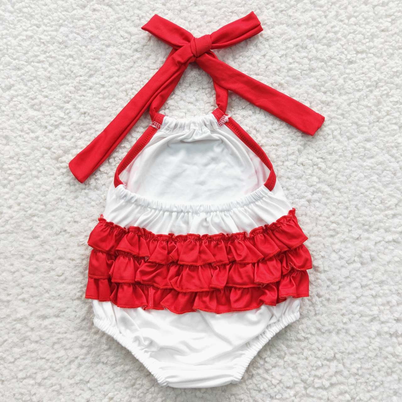 SR0327 Baseball Halter Top Baby Girls Romper