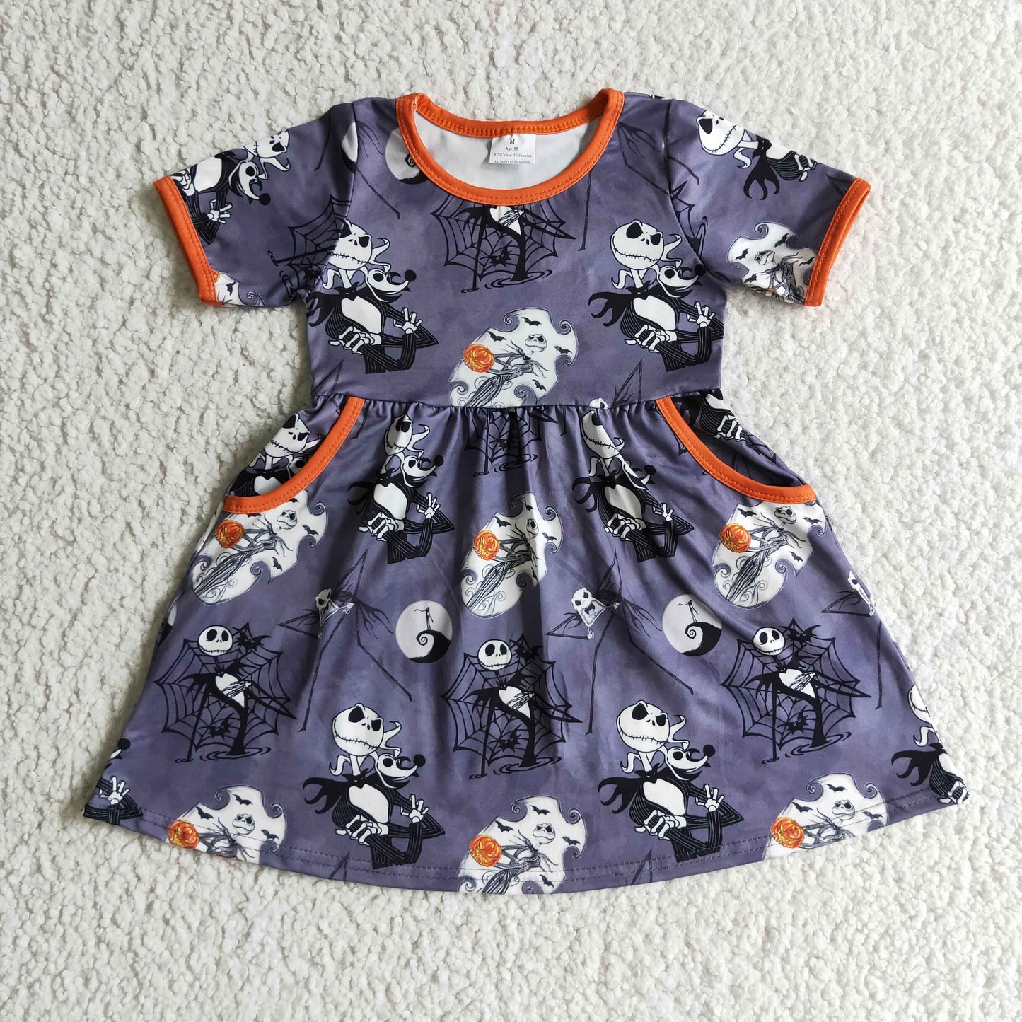 GSD0149 Halloween Short Sleeve Girls Pockets Dress