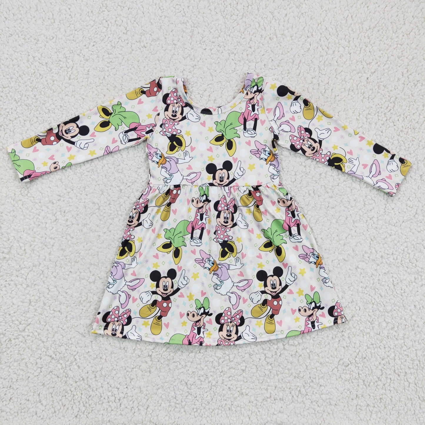 GLD0158 Cartoon M Heart Long Sleeve Girls Dress