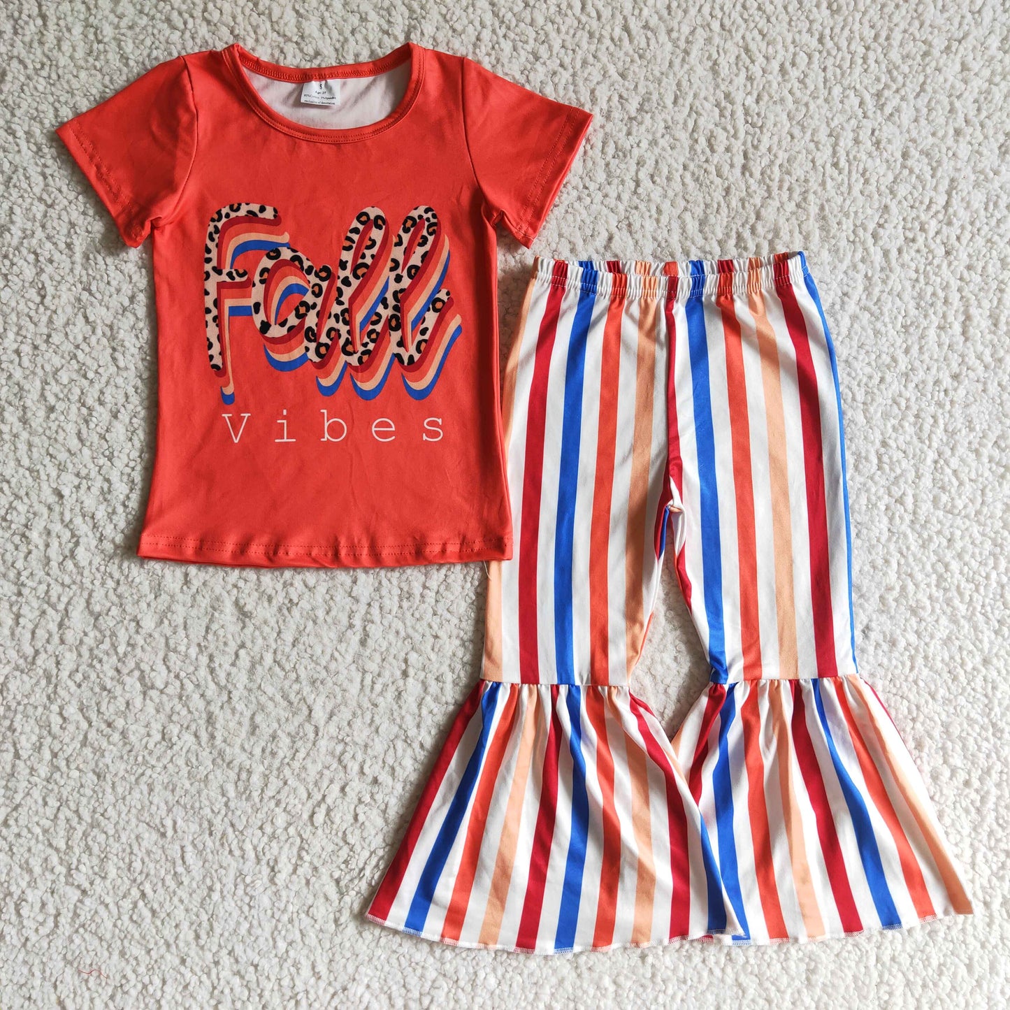 GSPO0186 Fall Vibes Striped Print Baby Girls Outfits