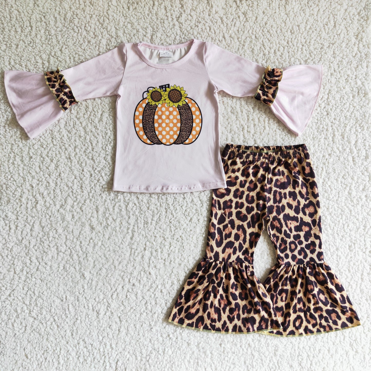 GLP0125 Sunflower Pumpkin Leopard Print Girls Outfits