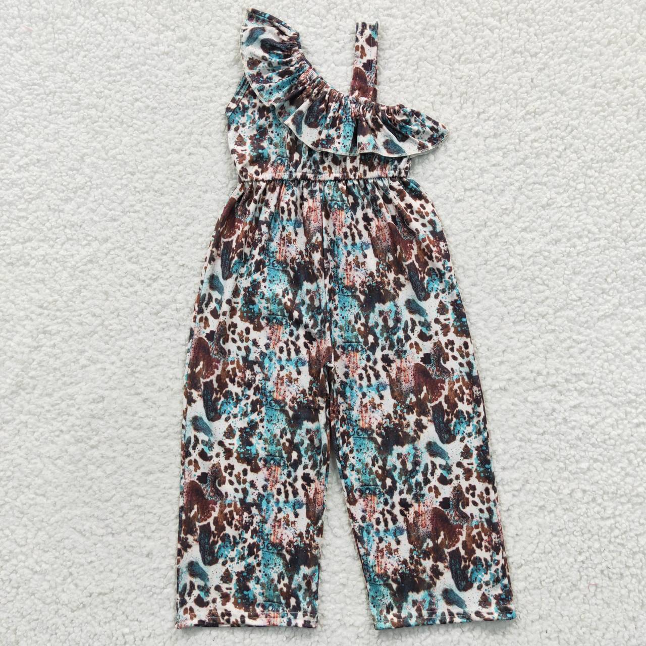 SR0366 Cow Aztec Print Leopard Girls Jumpsuits