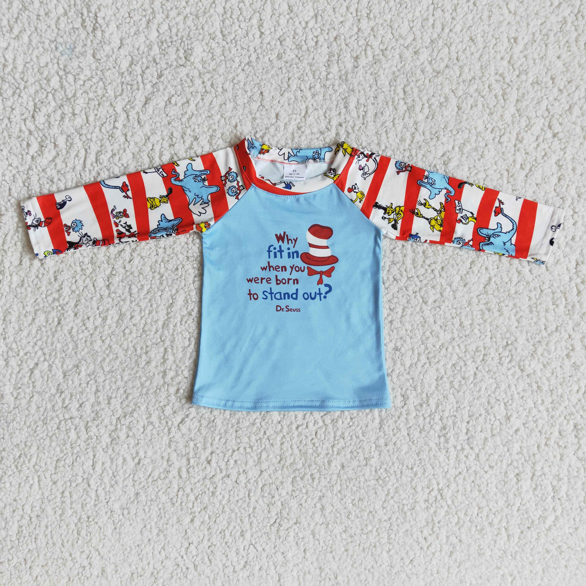 Boys Dr Raglan Sleeve Kids Cartoon Blue Hat T-shirts