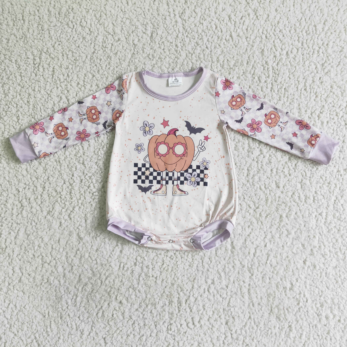 LR0083 Halloween Pumpkin Bummies Romper