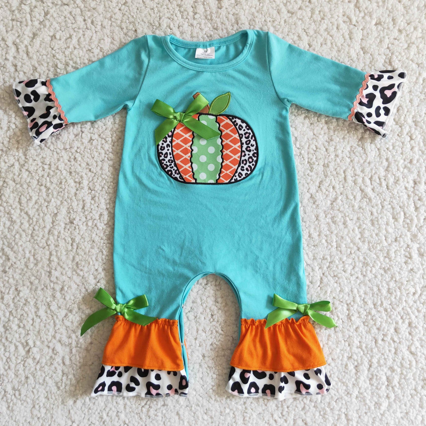 Embroidery Pumpkin Baby Girls Romper