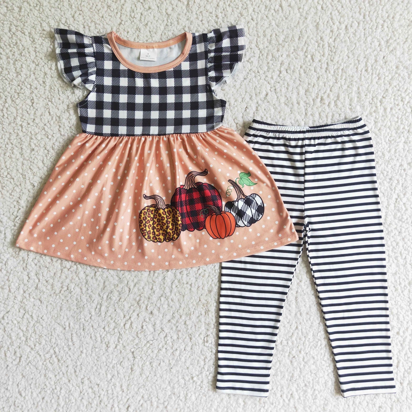 GSPO0170 Pumpkin Flutter Sleeve Girls Outfits