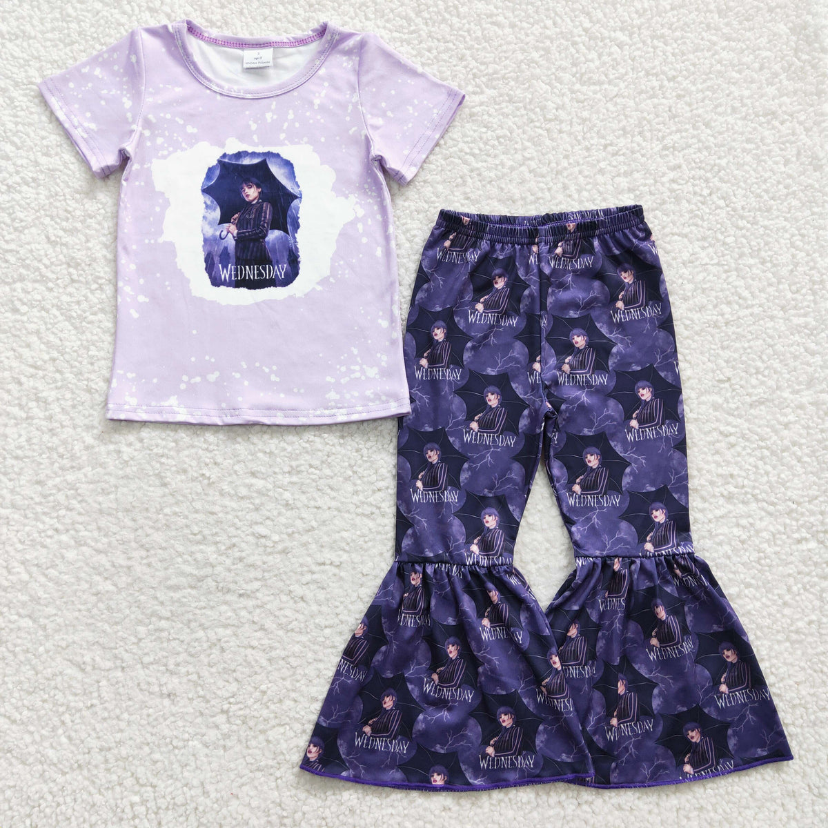 GSPO0448 Purple Short Sleeve Cartoon Fashion Baby Girls Outfits