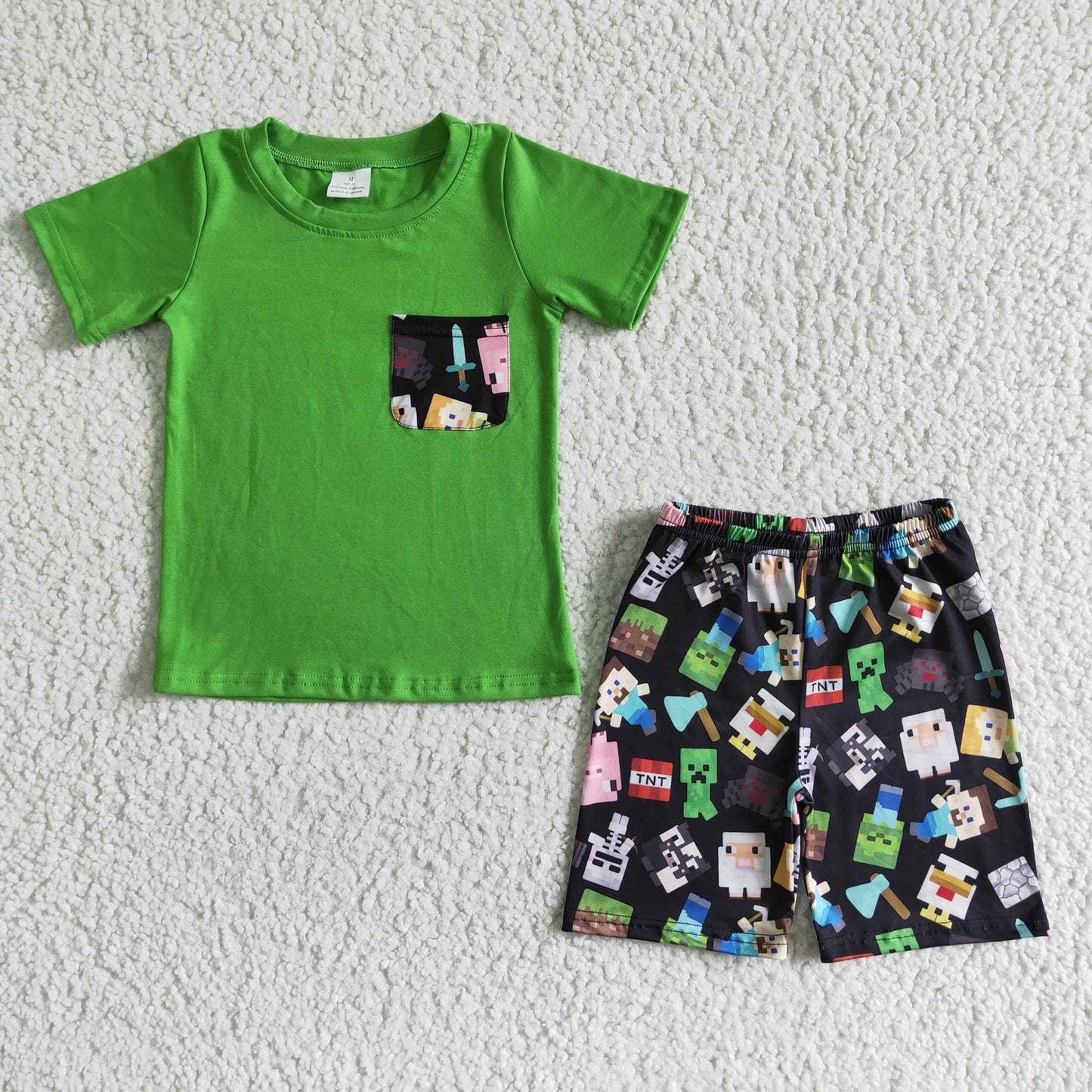 BSSO0078 Green Cartoon Game Boys Outfits
