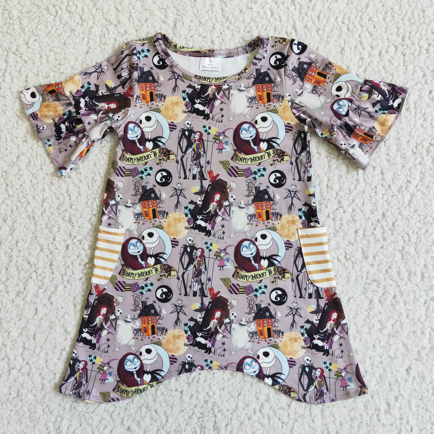 GSD0111 Halloween Cartoon Baby Pocket Dress