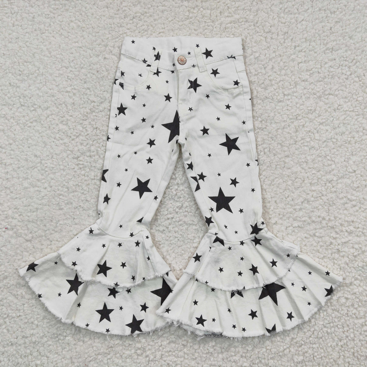 P0068 White Stars Cute Denim Jeans