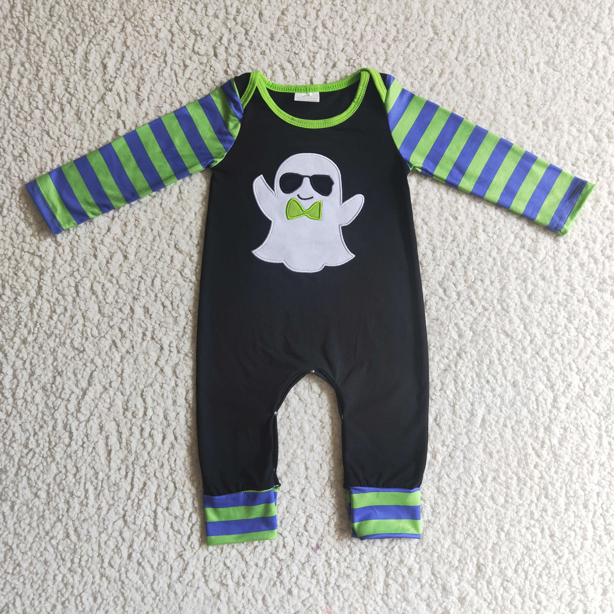 LR0132 Ghost Halloween Embroidery Boys Romper