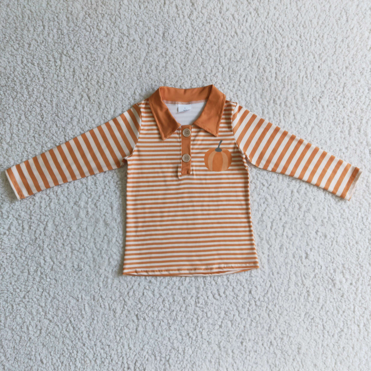 BT0039 Fall Boys Pumpkin Striped Print T-shirts