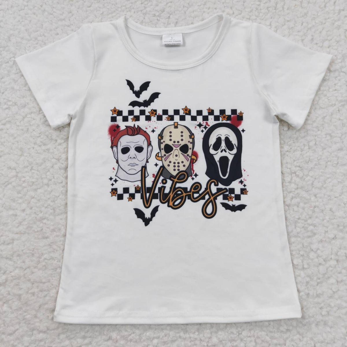 BT0222 Halloween Short Sleeve Vibes Shirts Top