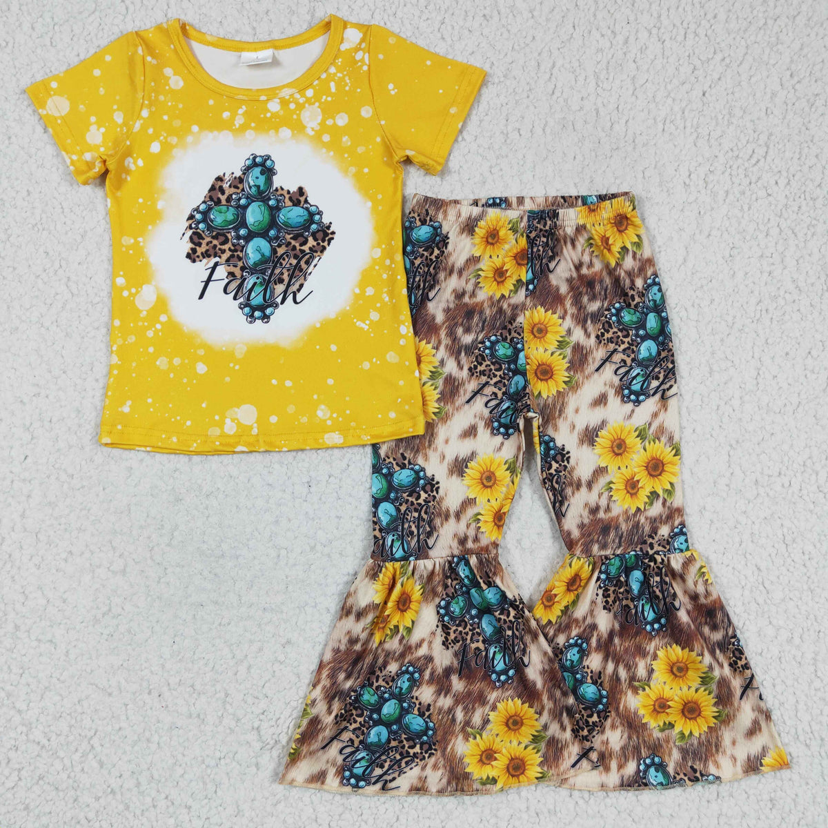 GSPO0269 Yellow Western Aztec Faith Sunflower Girls Outfits