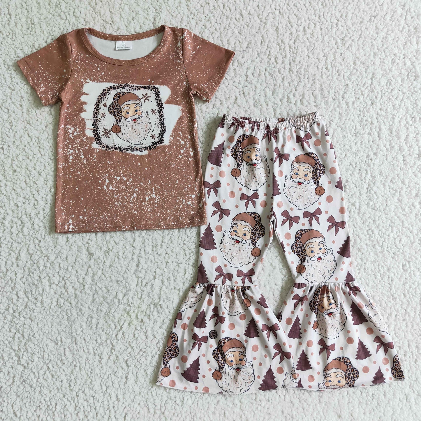 GSPO0181 Christmas Brown Bleach Santa Girls Set