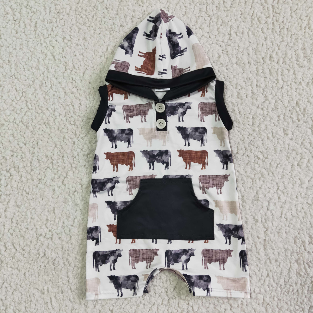 SR0041 Cow Print Boys With Hat Romper