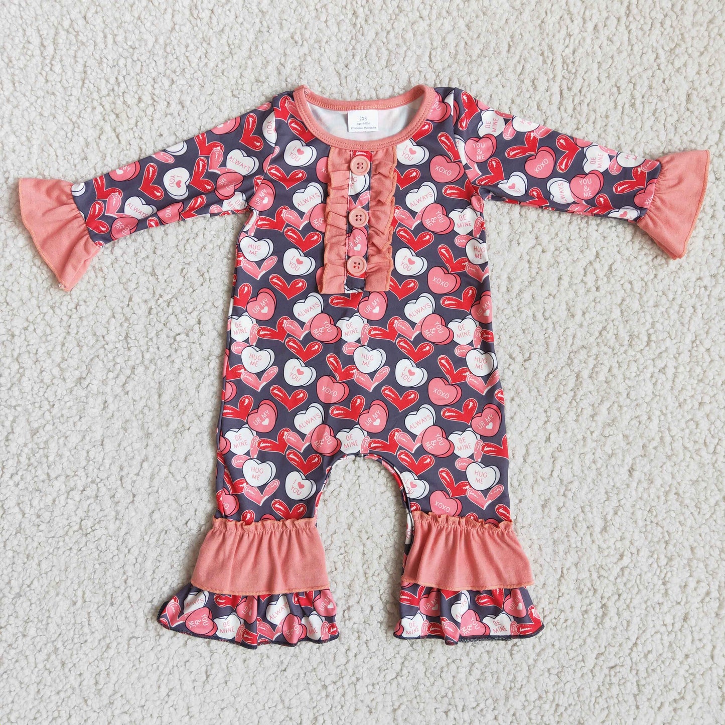 Valentine's Day Love Heart Girls Romper