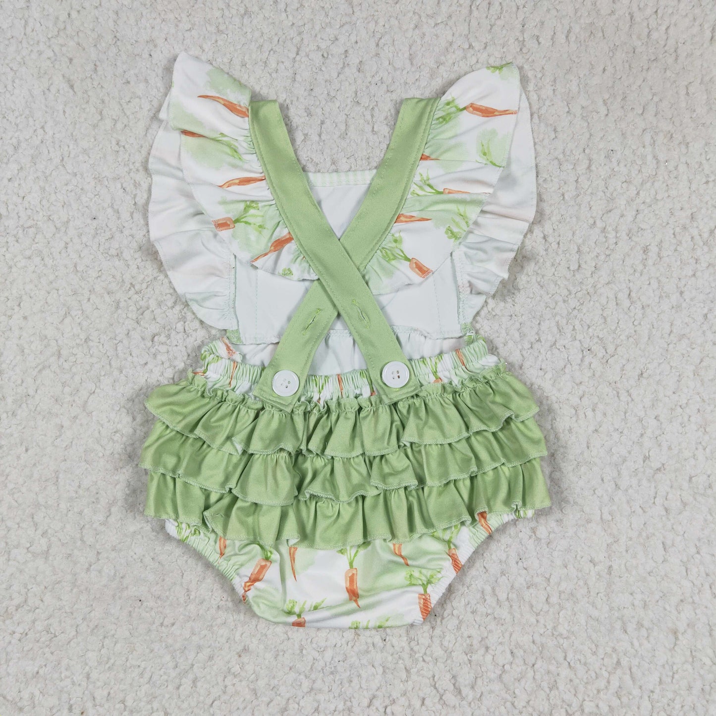 SR0112 Green Carrot Easter Romper