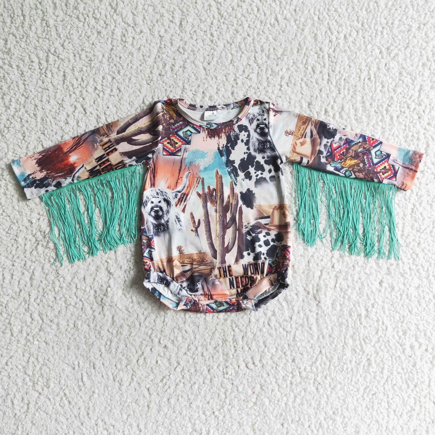 LR0049 Western Tassels Baby Girls Romper
