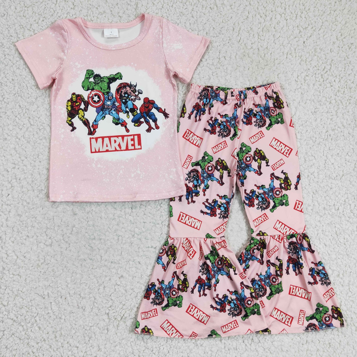 GSPO0308 Pink Cartoon Baby Girls Hero Kids Outfits
