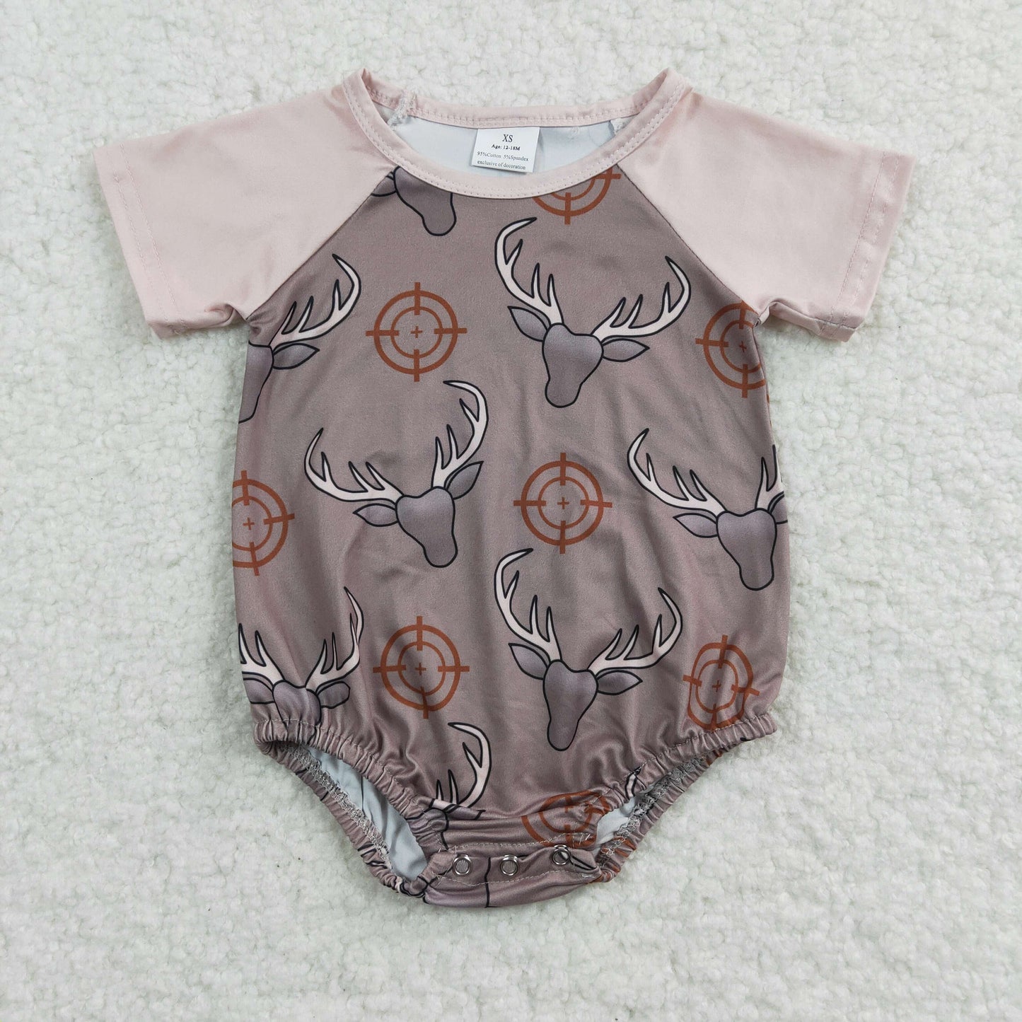 SR0131 Cow Skull Short Sleeve Western Boys Romper