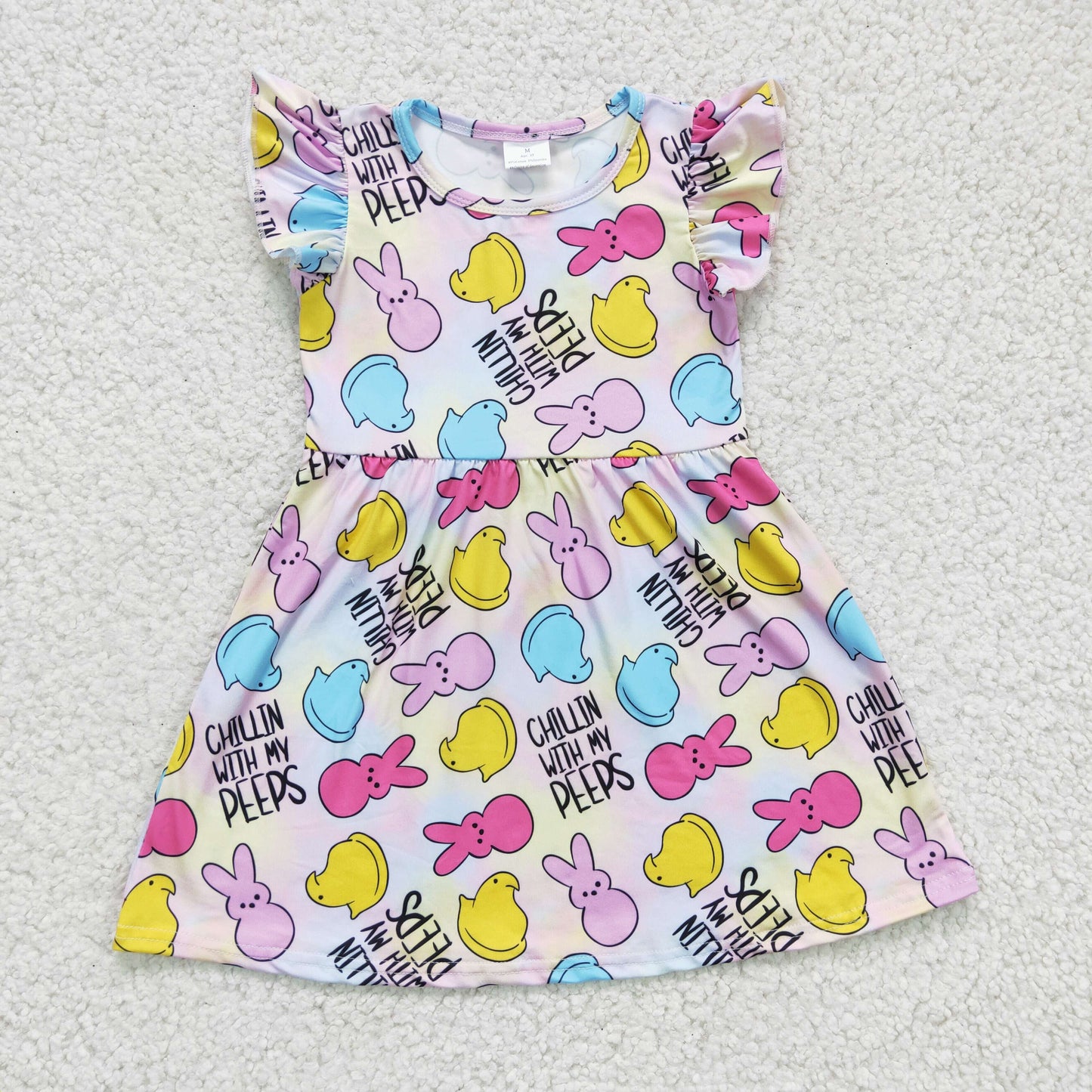 GSD0159 Easter Bunny Flutter Sleeve Rabbit Dress