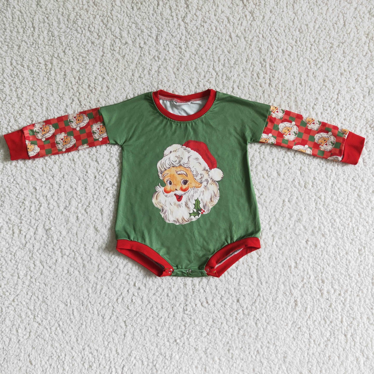 LR0137 Green Christmas Santa Bummies Romper