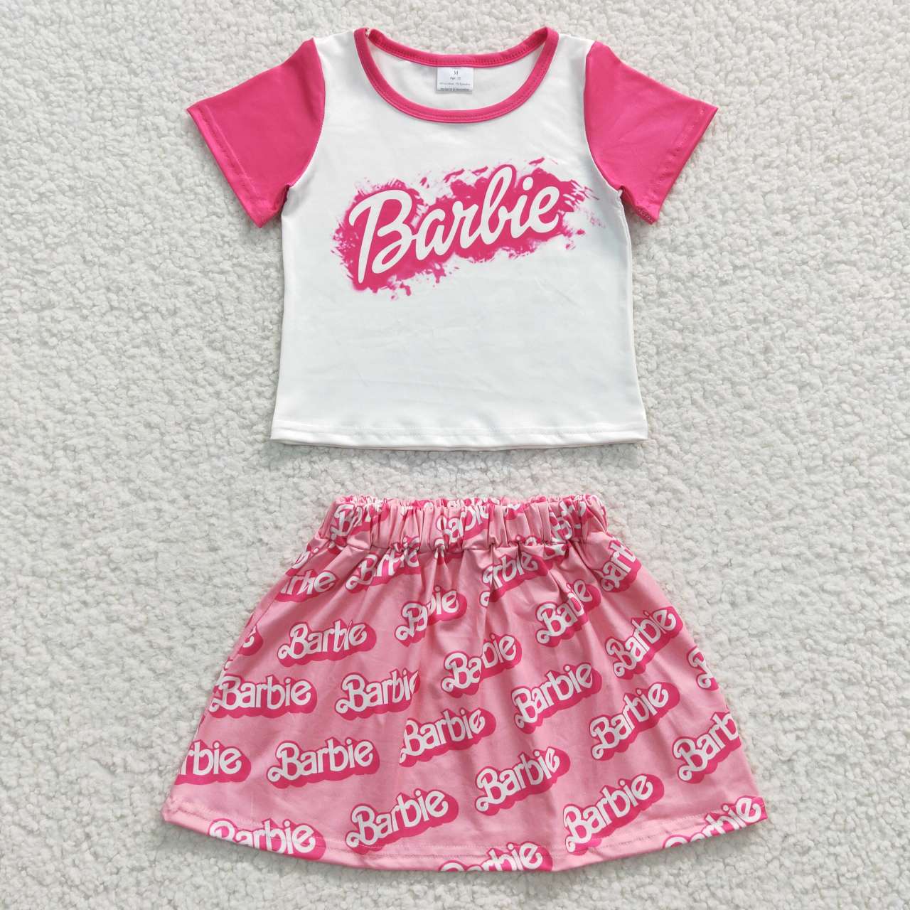 GSD0294 Pink Raglan Short Sleeve Ba T-shirts Skirt Dress Set