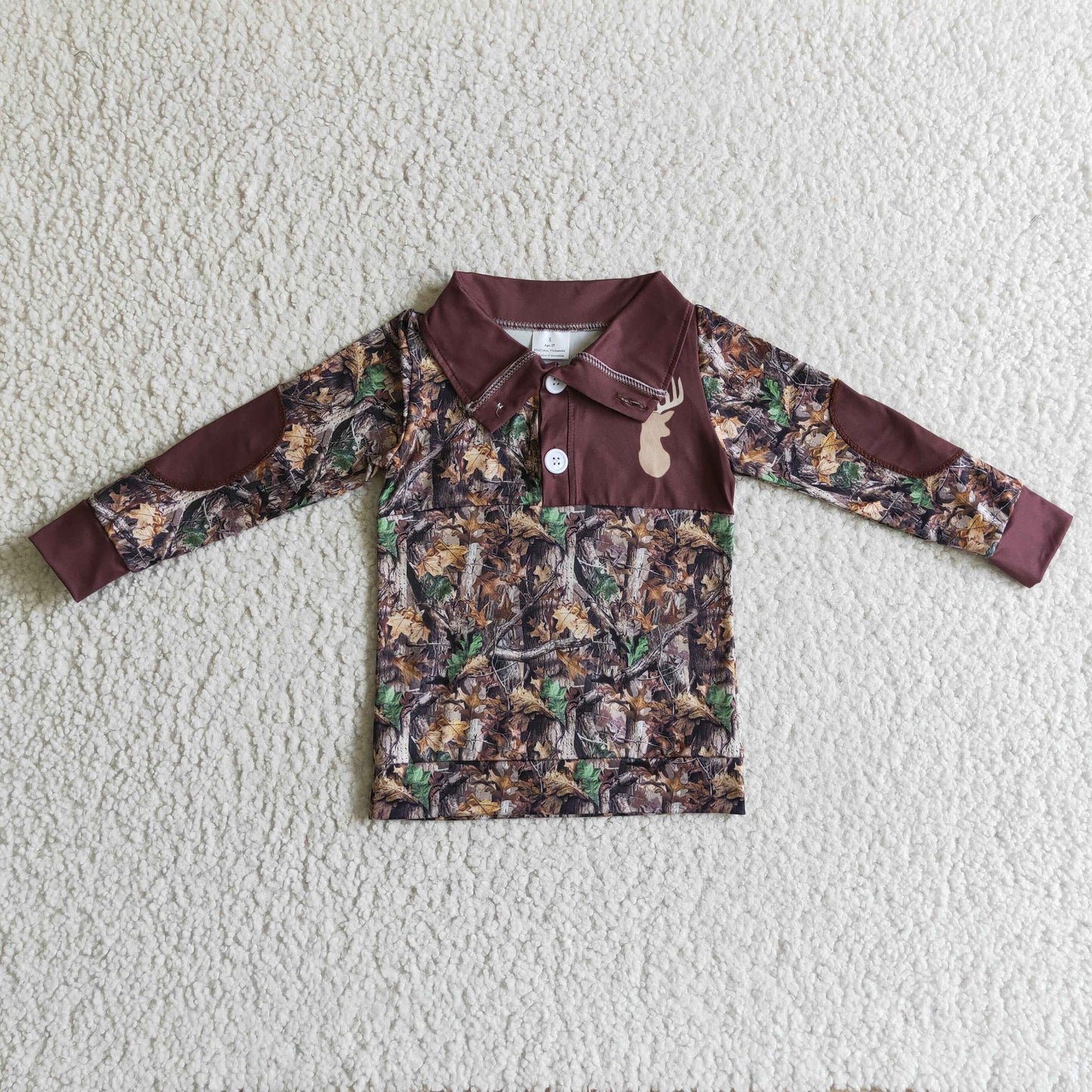 BT0078 Camo Print Deer Kids Fall Pullover