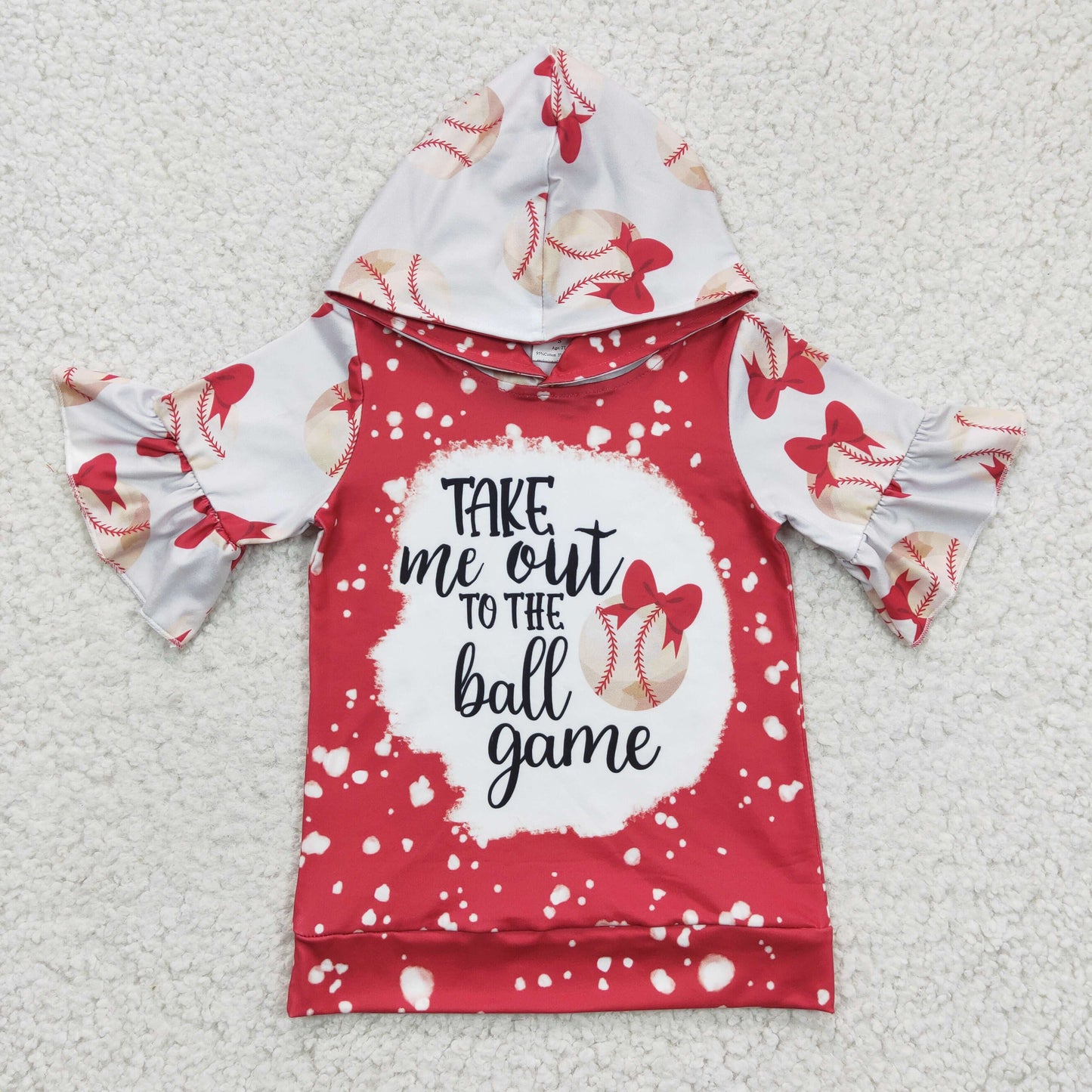 GT0100 Take Me Out To The Ball Game Baby Girls Hat Hoodie Top
