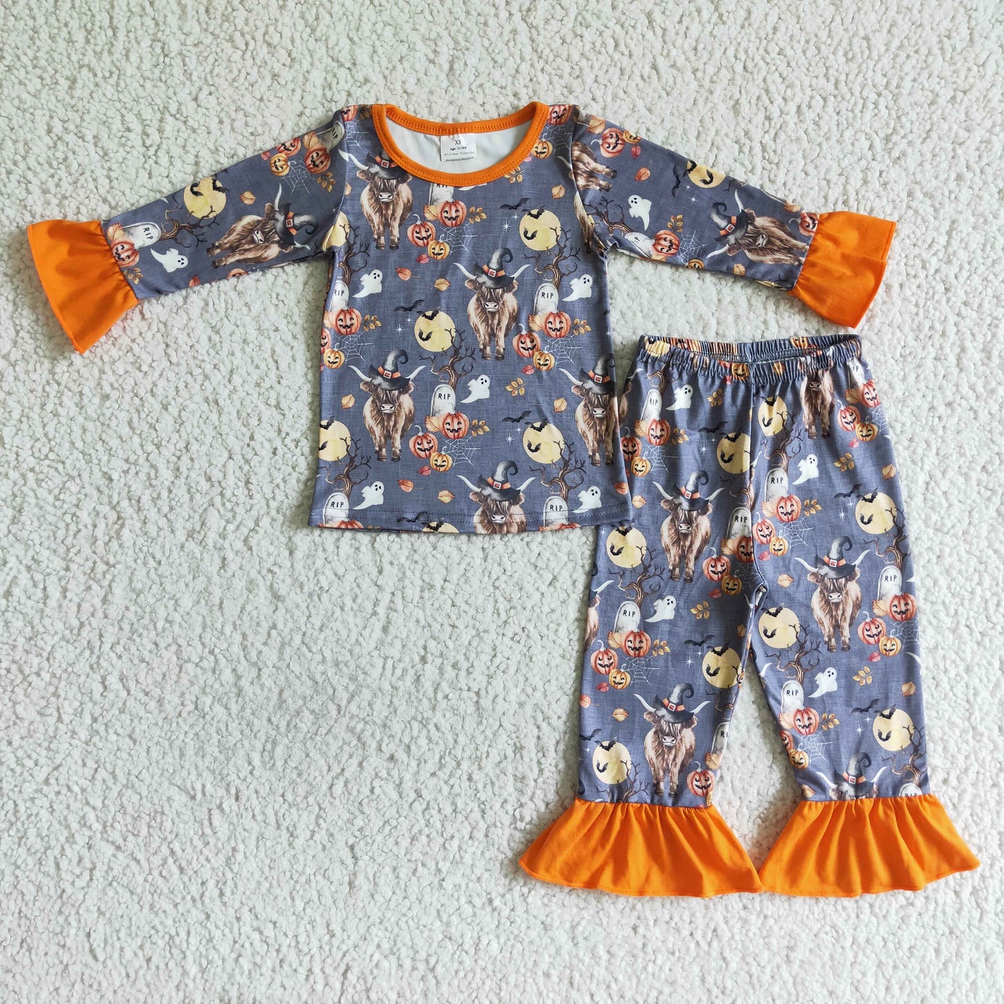 GLP0111 Fall Halloween Girls Western Heifer Pajamas